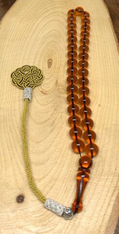 SARI KÜRE MODEL ATEŞ KEHRİBAR TESBİH