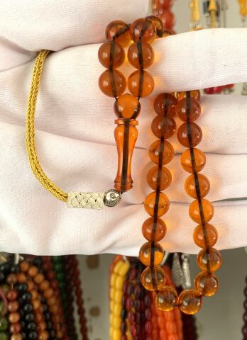 SARI KÜRE MODEL ATEŞ KEHRİBAR TESBİH