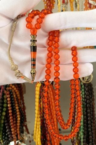 NECEF 99 LU İMAME İŞÇİLİKLİ KIRMIZI  KATALİN TESBİH