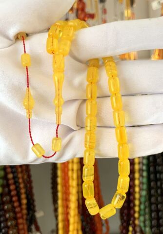 YENİ ÇUBUK SIKMA SARI KAPSÜL KEHRİBAR TESBİH