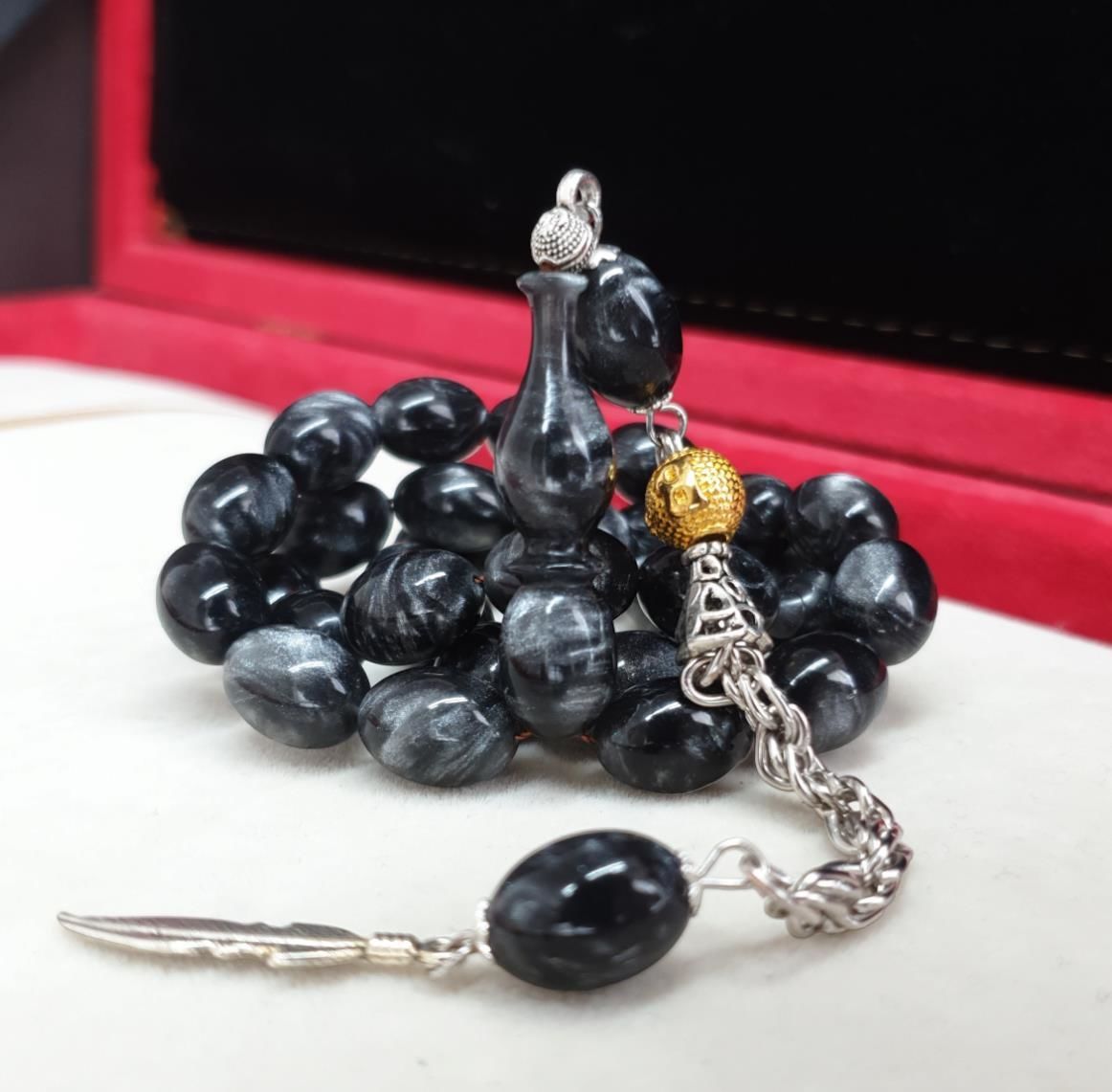 SİYAH  BEYZİ MODEL COLORİST SIKMA  KEHRİBAR TESBİH