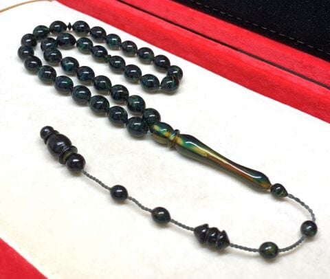 SİYAH YEŞİL HARELİ BAĞA TESBİH