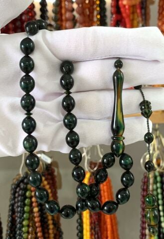 SİYAH YEŞİL HARELİ BAĞA TESBİH