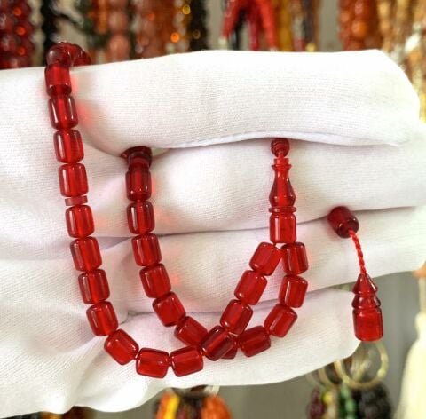 KIRMIZI ATEŞ KEHRİBAR BİLEK BOY  TESBİH