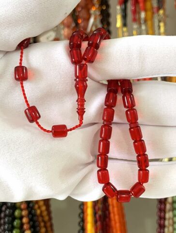 KIRMIZI ATEŞ KEHRİBAR BİLEK BOY  TESBİH