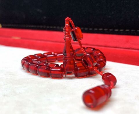 KIRMIZI ATEŞ KEHRİBAR BİLEK BOY  TESBİH