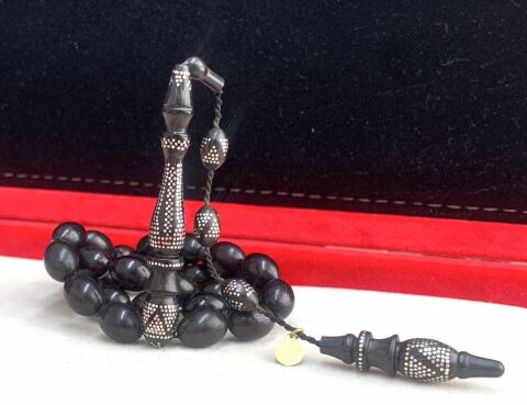 GÜMÜŞ NAKAŞLI İMAMELİ ABANOZ TESBİH