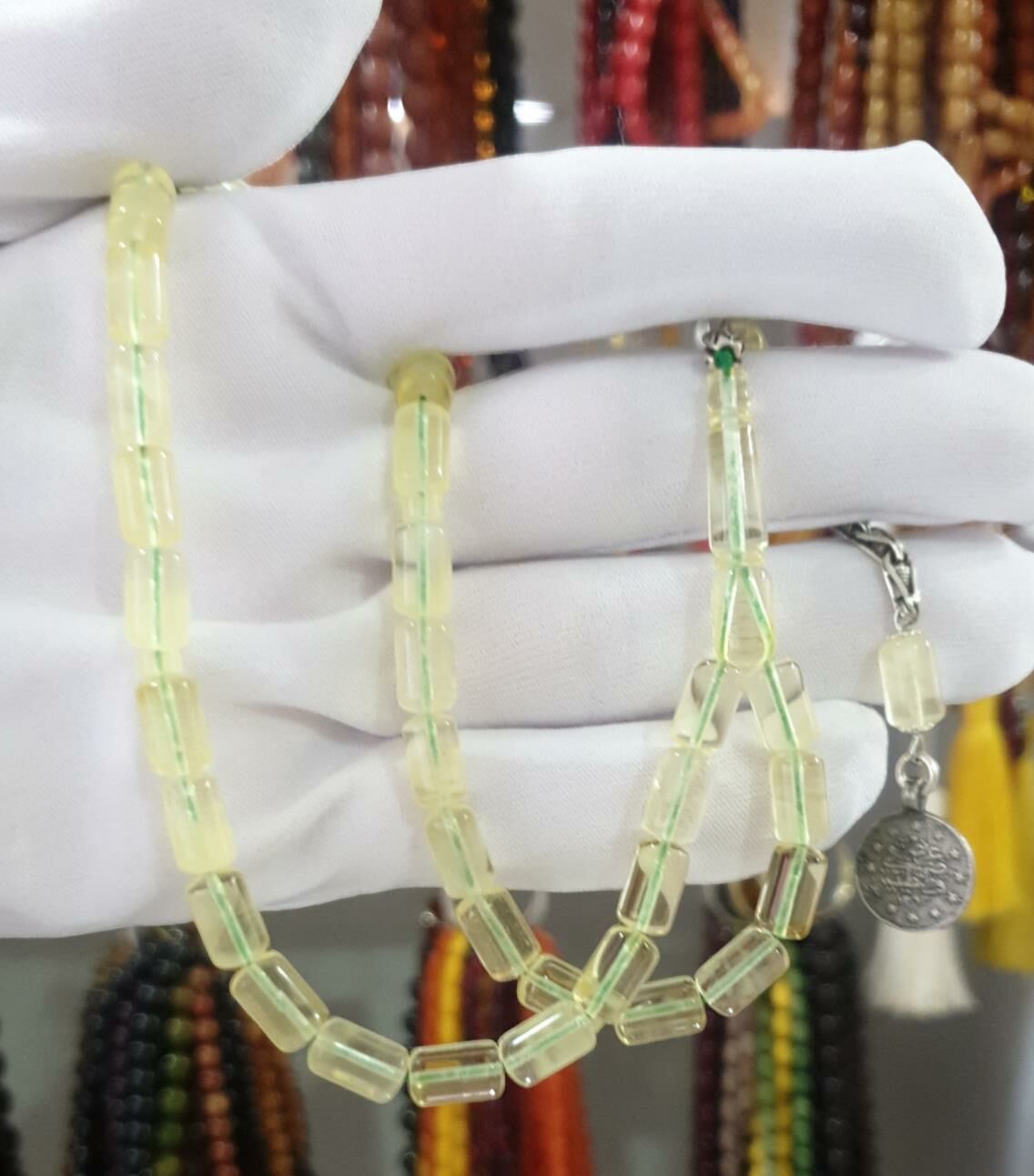 DAMLA KEHRİBAR KAPSÜL MODEL SARI - ŞEFAF TESBİH