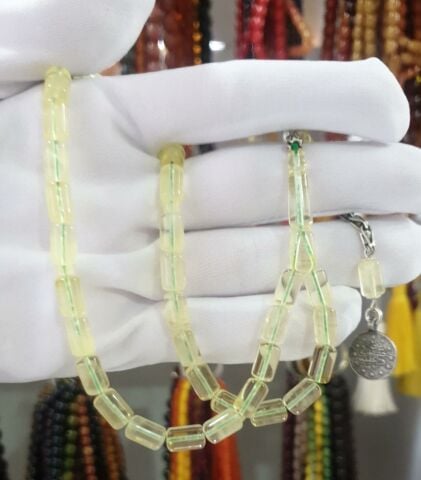 DAMLA KEHRİBAR KAPSÜL MODEL SARI - ŞEFAF TESBİH