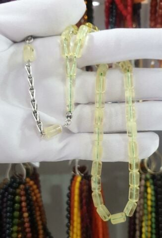 DAMLA KEHRİBAR KAPSÜL MODEL SARI - ŞEFAF TESBİH