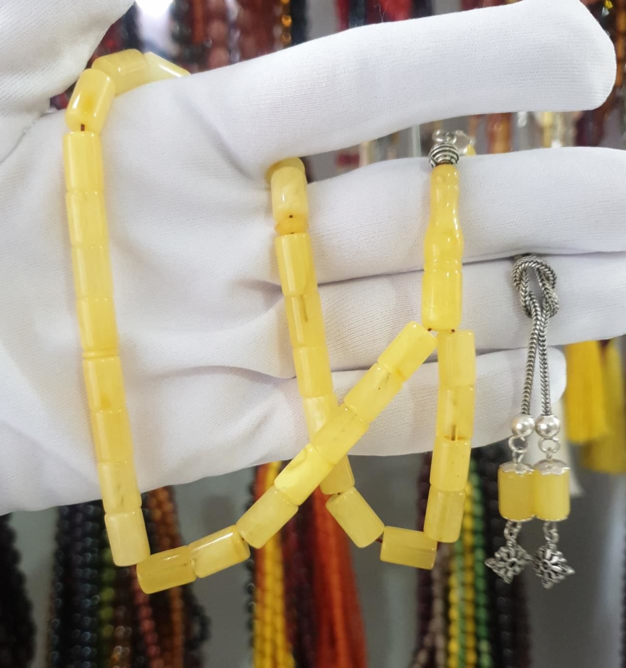 DAMLA KEHRİBAR SARI  KESME MODEL TESBİH