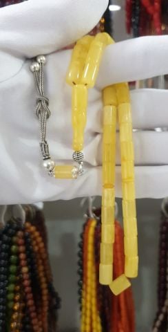 DAMLA KEHRİBAR SARI  KESME MODEL TESBİH