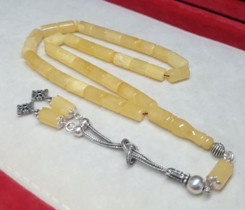 DAMLA KEHRİBAR SARI  KESME MODEL TESBİH