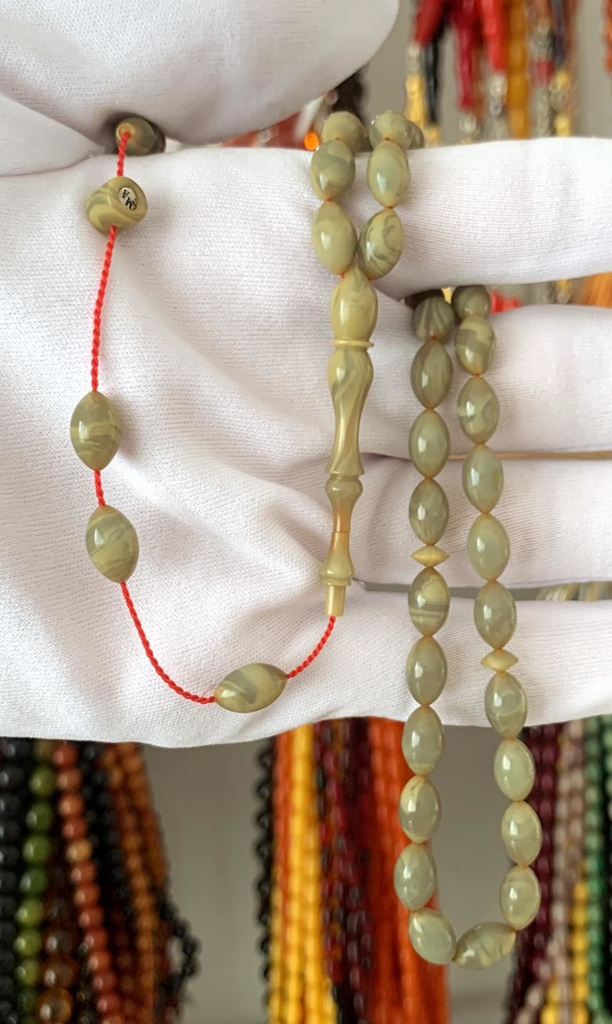 GRİ - KREM HARELİ ESKİ KATALİN TESBİH