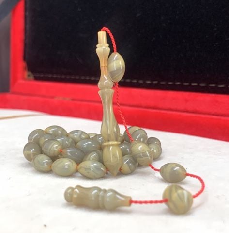 GRİ - KREM HARELİ ESKİ KATALİN TESBİH