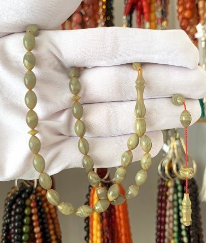 GRİ - KREM HARELİ ESKİ KATALİN TESBİH