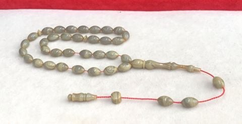 GRİ - KREM HARELİ ESKİ KATALİN TESBİH