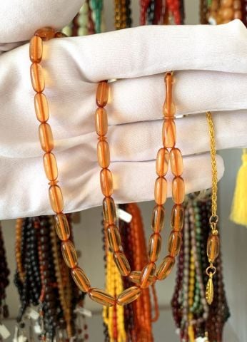 BAL RENGİ  KAPSÜL MODEL ATEŞ KEHRİBAR TESBİH