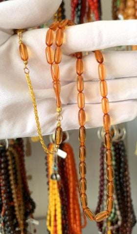 BAL RENGİ  KAPSÜL MODEL ATEŞ KEHRİBAR TESBİH