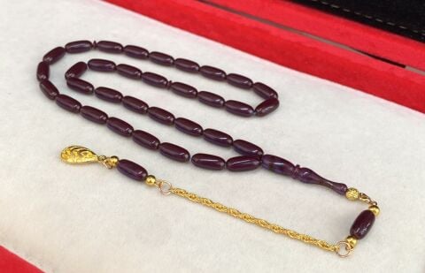 BORDO - MAVİ  KAPSÜL MODEL ATEŞ KEHRİBAR TESBİH