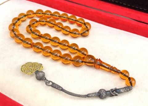 KÜRE MODEL  BAL RENGİ  ATEŞ KEHRİBAR TESBİH