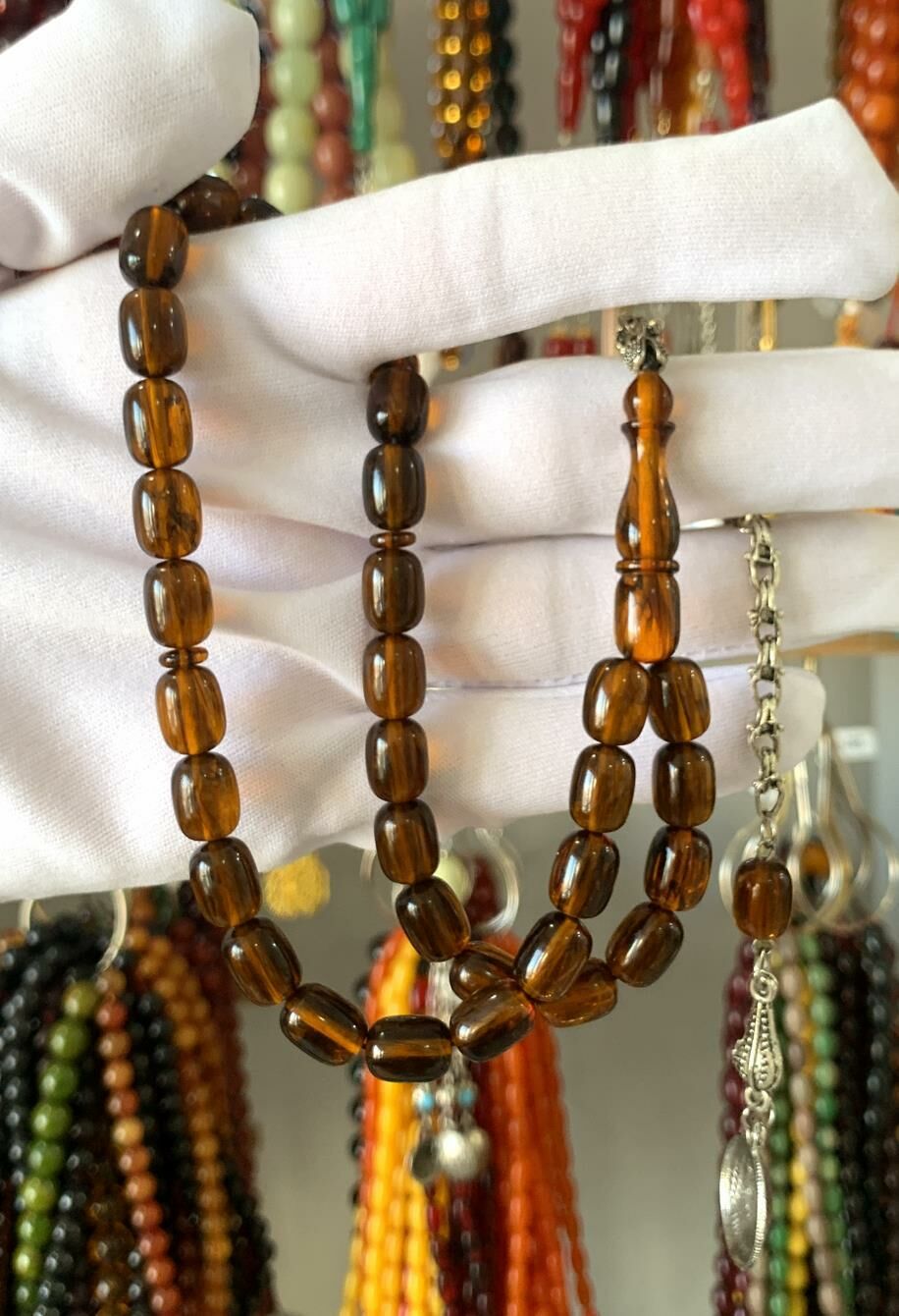 SİYAH HARELİ SIKMA KEHRİBAR TESBİH