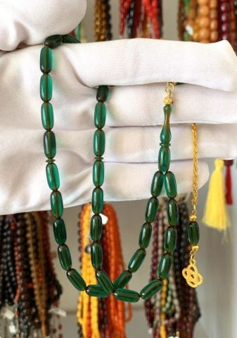 YEŞİL KAPSÜL MODEL ATEŞ KEHRİBAR TESBİH