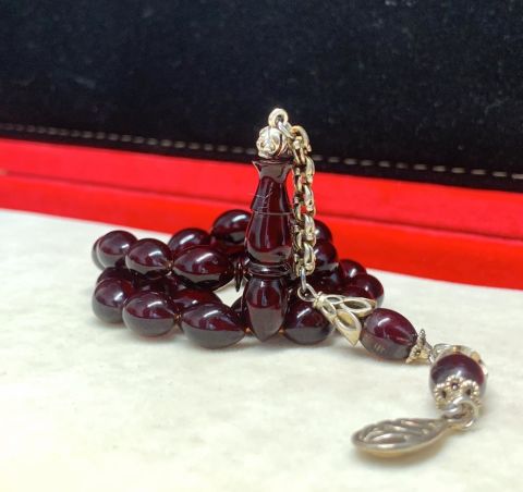 KIRMIZI - SİYAH ATEŞ KEHRİBAR TESBİH