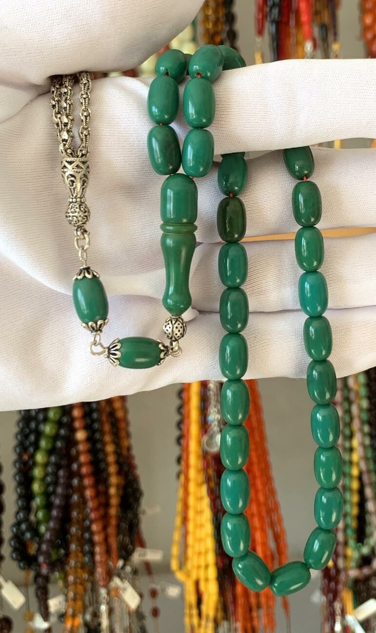 YEŞİL GÜMÜŞ İMAMELİ KAPSÜL MODEL ORİJİNAL KATALİN TESBİH