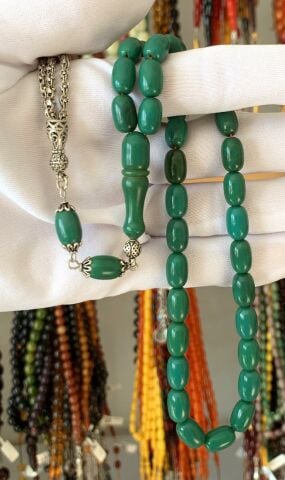 YEŞİL GÜMÜŞ İMAMELİ KAPSÜL MODEL ORİJİNAL KATALİN TESBİH