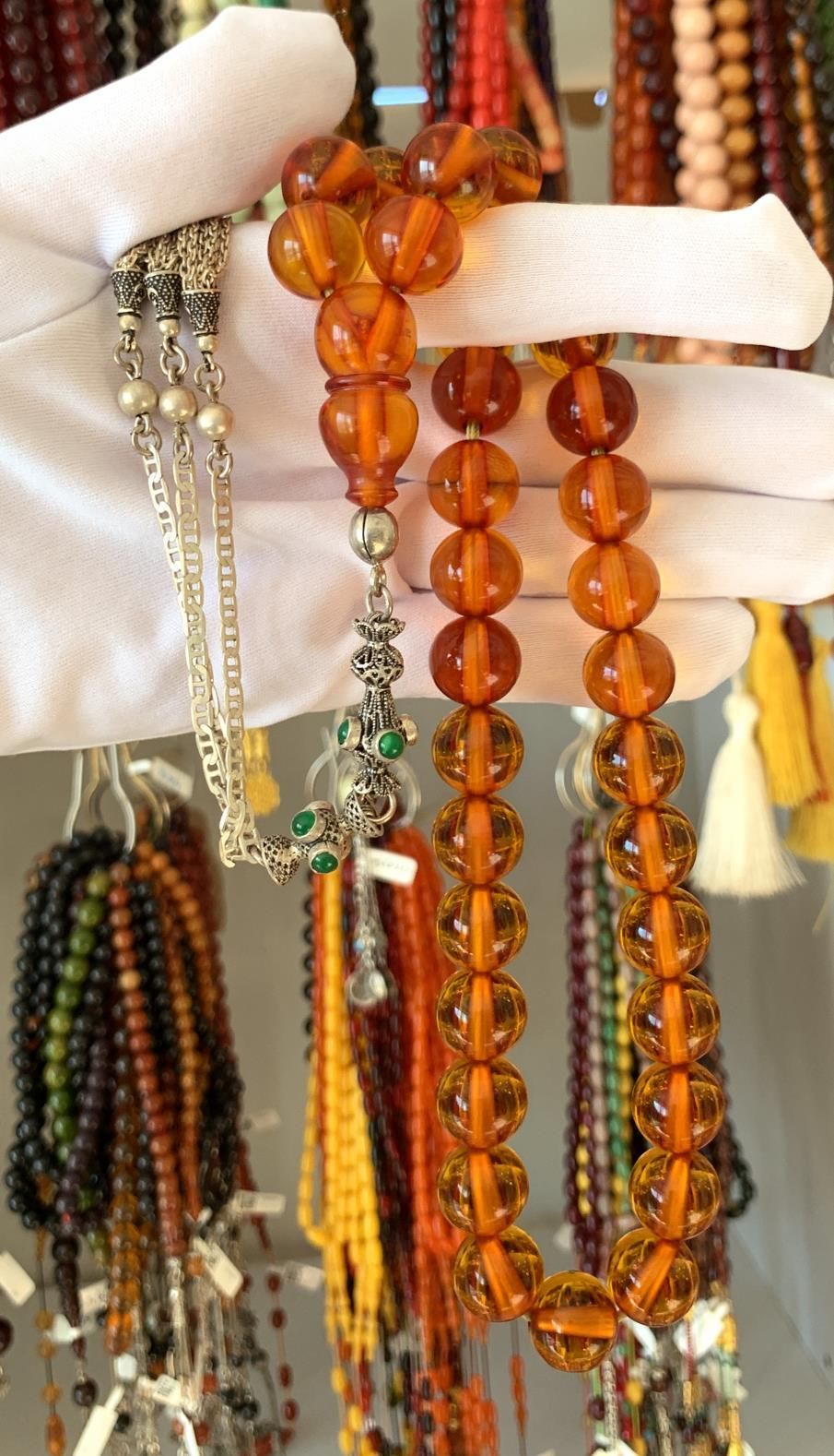 İRİ BOY BAL RENGİ ATEŞ  KEHRİBAR TESBİH