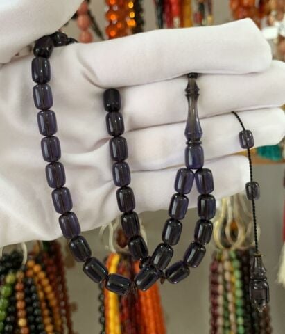 SİYAH - MOR BELÇİKA KATALİN  KAPSÜL MODEL TESBİH