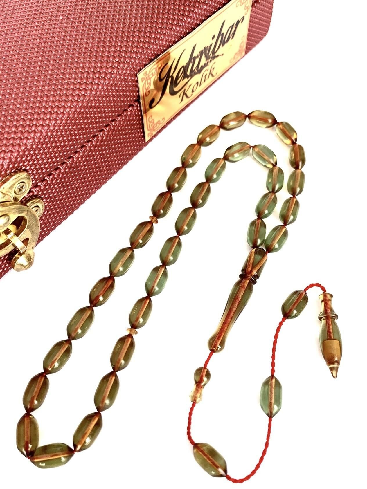 ATEŞ KEHRİBAR TESBİH SİSTEMLİ YEŞİL KAPSÜL MODEL