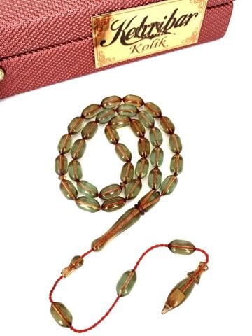 ATEŞ KEHRİBAR TESBİH SİSTEMLİ YEŞİL KAPSÜL MODEL