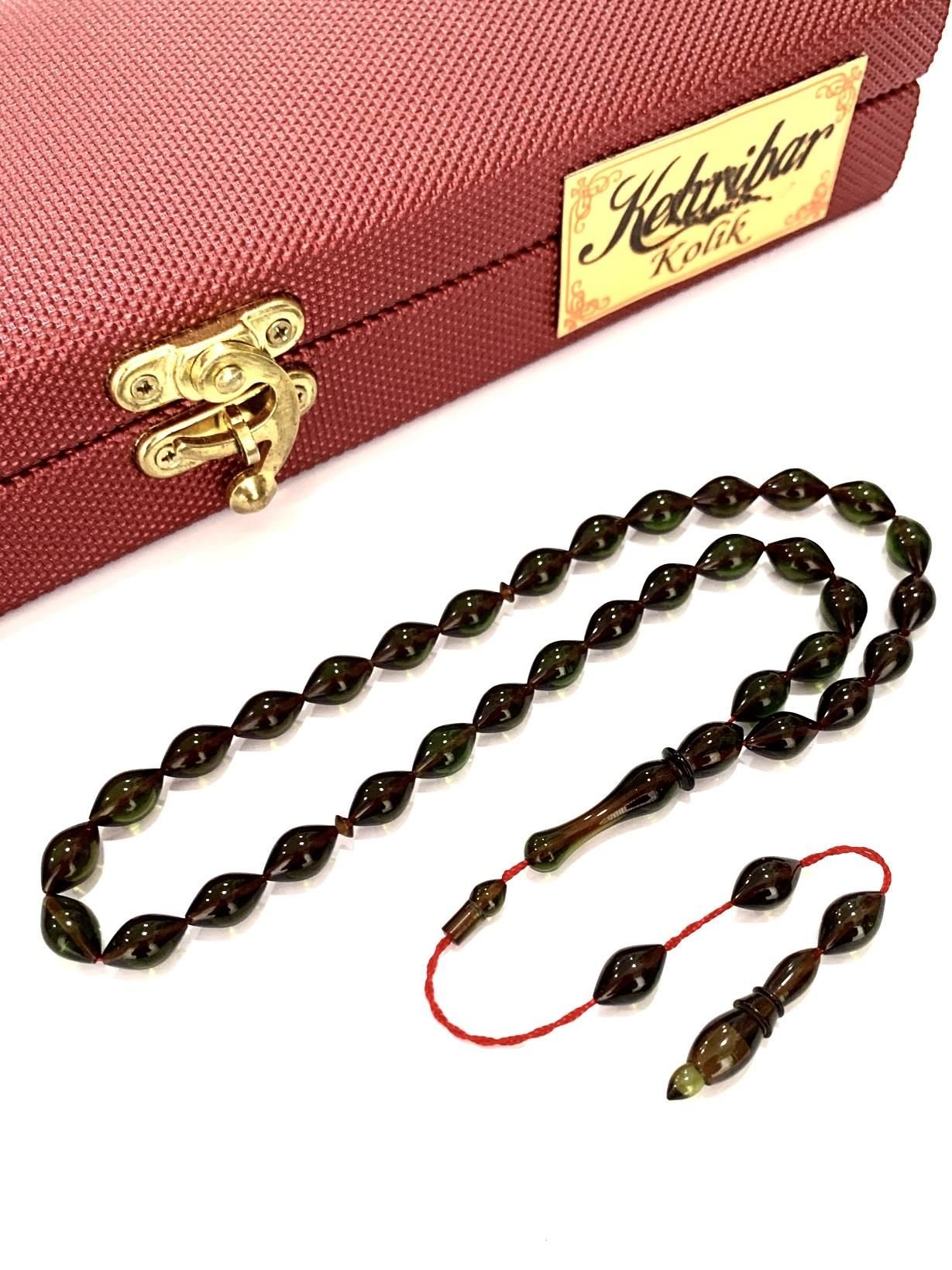 ATEŞ KEHRİBAR TESBİH SİSTEMLİ KOYU YEŞİL ARPA MODEL