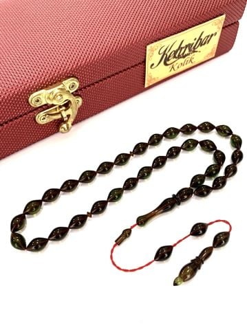 ATEŞ KEHRİBAR TESBİH SİSTEMLİ KOYU YEŞİL ARPA MODEL