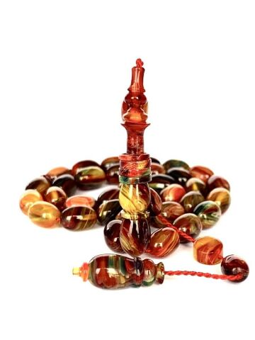 SIKMA KEHRİBAR TESBİH SİSTEMLİ ALACA RENKLERDE BEYZİ MODEL