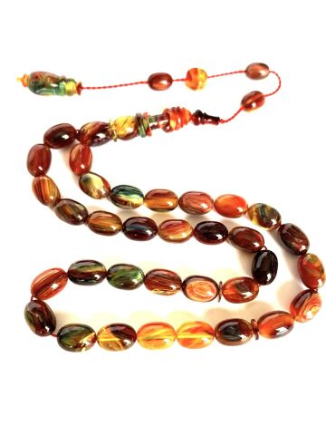 SIKMA KEHRİBAR TESBİH SİSTEMLİ ALACA RENKLERDE BEYZİ MODEL