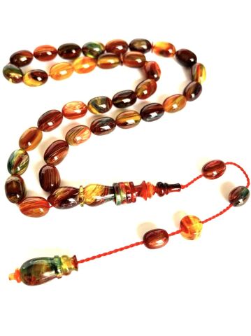 SIKMA KEHRİBAR TESBİH SİSTEMLİ ALACA RENKLERDE BEYZİ MODEL