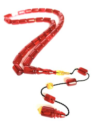 ATEŞ KEHRİBAR TESBİH SİSTEMLİ KIRMIZI - PEMBE KESME MODEL