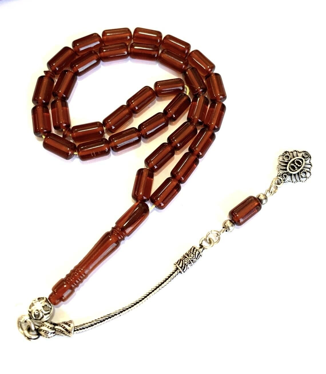 ATEŞ KEHRİBAR TESBİH BALRENGİ KAPSÜL MODEL PÜSKÜLLÜ