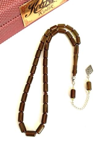 ATEŞ KEHRİBAR TESBİH YEŞİL KAPSÜL MODEL PÜSKÜLLÜ