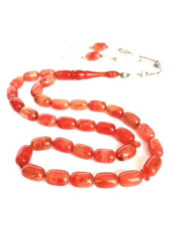 SIKMA KEHRİBAR TESBİH HARELİ PEMBE KAPSÜL MODEL PÜSKÜLLÜ