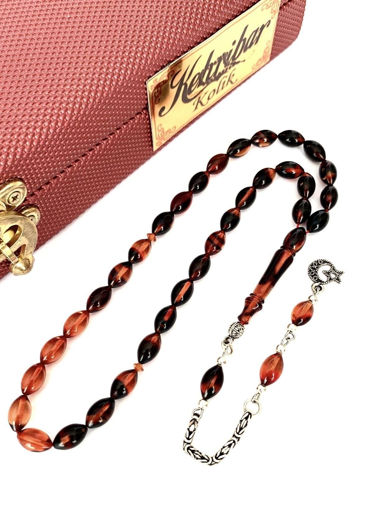 ATEŞ KEHRİBAR TESBİH ARPA MODEL ALACALI PÜSKÜLLÜ