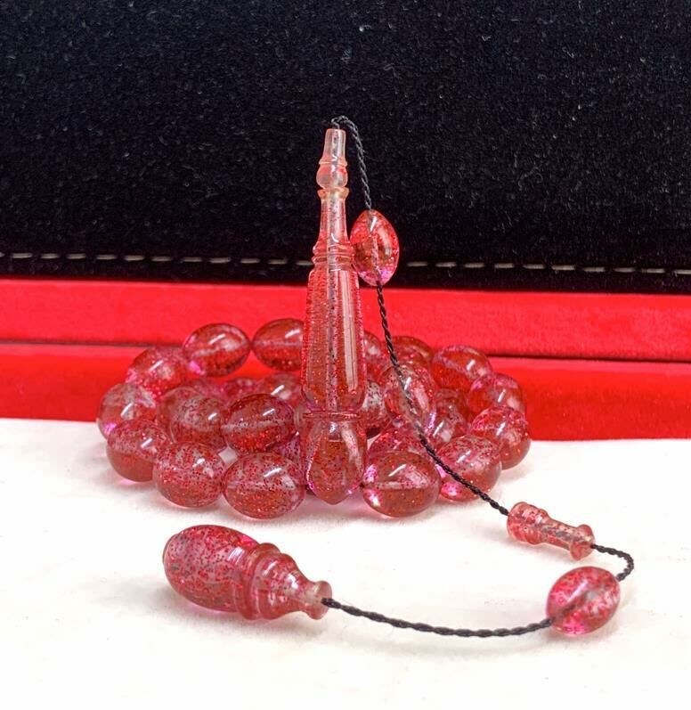 PEMBE SİMLİ ATEŞ KEHRİBAR TESBİH