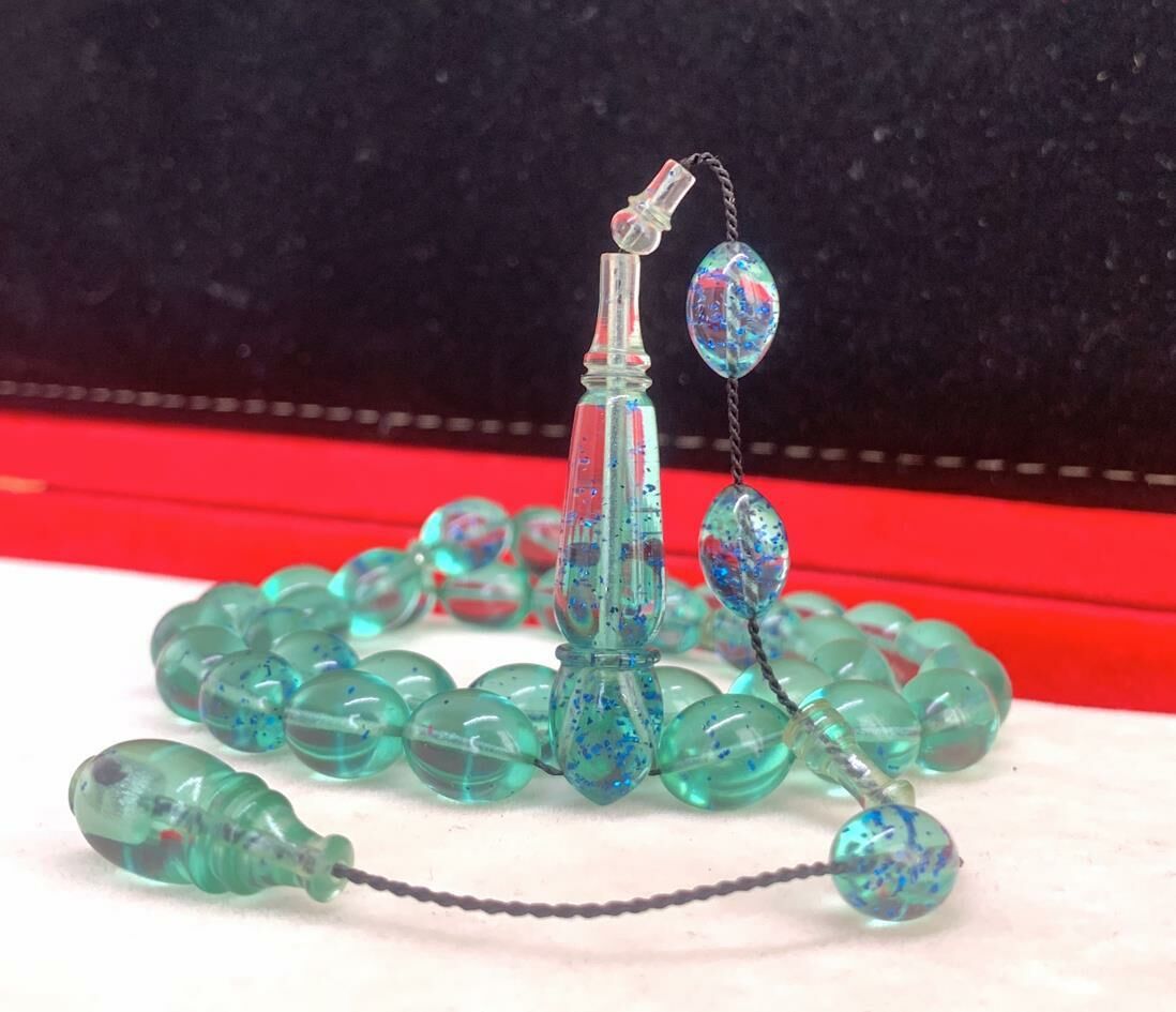 TURKUAZ SİMLİ ATEŞ KEHRİBAR TESBİH