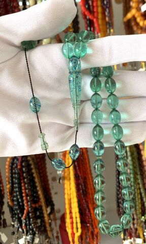 TURKUAZ SİMLİ ATEŞ KEHRİBAR TESBİH