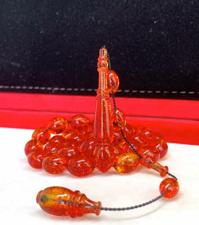 KIRMIZI  SİMLİ ATEŞ KEHRİBAR TESBİH