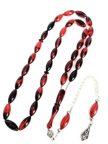 ATEŞ KEHRİBAR TESBİH SİNEKLİ KIRMIZI BEYZİ MODEL