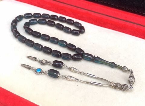 YEŞİL MAVİ  SİYAH ATEŞ-İ SIKMA  KEHRİBAR TESBİH